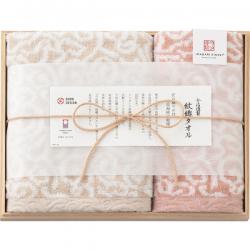 今治謹製　紋織タオル　フェイス・ウォッシュタオルセット（木箱入） (ピンク) (A)