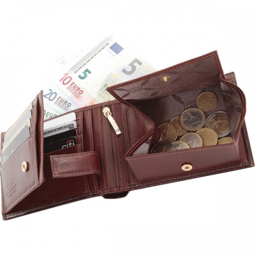 イタリア製ガビアーノレザー二つ折り財布 (ブラウン) , |ゴルフコンペ