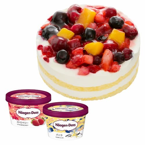 ホールケーキとハーゲンダッツセット（クワトロベリートルテ1個、ミニカップ2個）【ご自宅用】